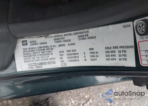 2004 Chevrolet Colorado Ls z USA, uszkodzony, nr VIN 1GCCS148848145744